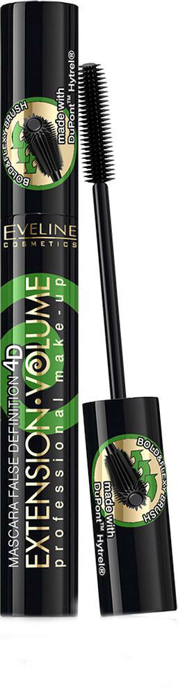 EVELINE "Extension Volume" Тушь для ресниц экстремальная длина и изгиб черный 10 мл ЗЕЛЕНАЯ-img-0