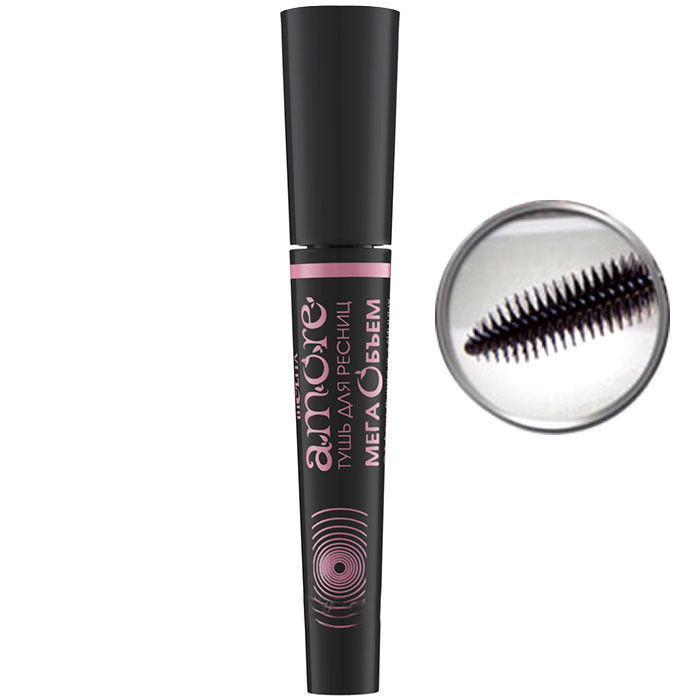 AmoreТушь для ресниц (чёрный колп.) МЕГА ОБЪЕМ эфф пышн длин подкр ресниц Белита, 10мл./9-img-0