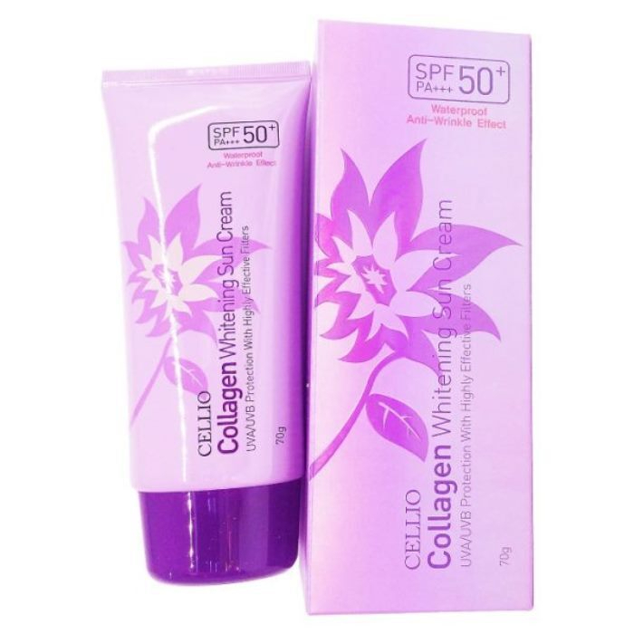 CELLIO Collagen UVA/UVB Отбеливающий Солнцезащитный крем SPF50+ PA+++ Anti-Wrinkle Effect-img-0