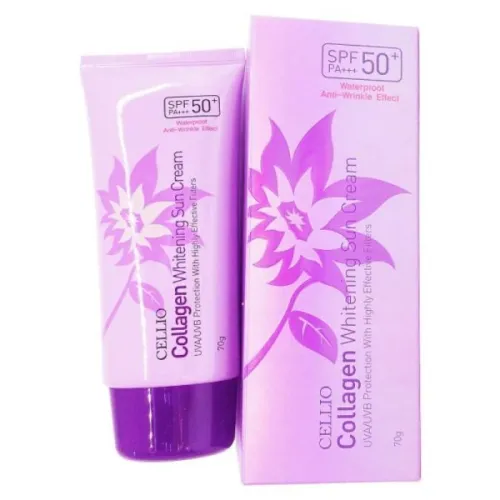 CELLIO Collagen UVA/UVB Отбеливающий Солнцезащитный крем SPF50+  PA+++ Anti-Wrinkle Effect-img-0